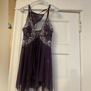 Plus Contrast Lace Mesh Slips With Thong (UNUSED).